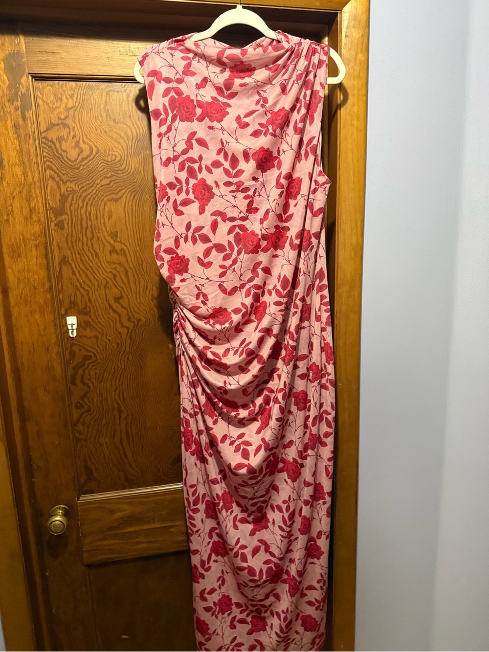 Ashley Graham sheath Pink Dress with Red Floral Print